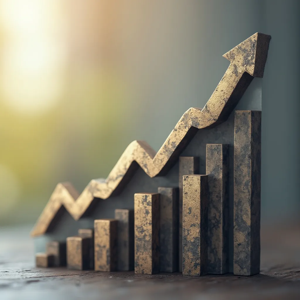 Gráfico de crecimiento financiero con flecha ascendente