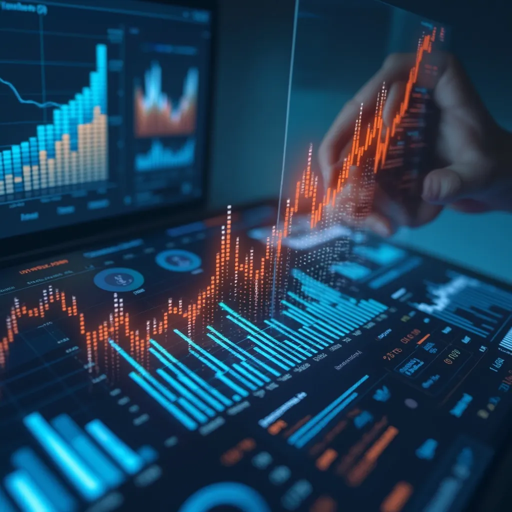 Gráficos financieros mostrando crecimiento de inversión