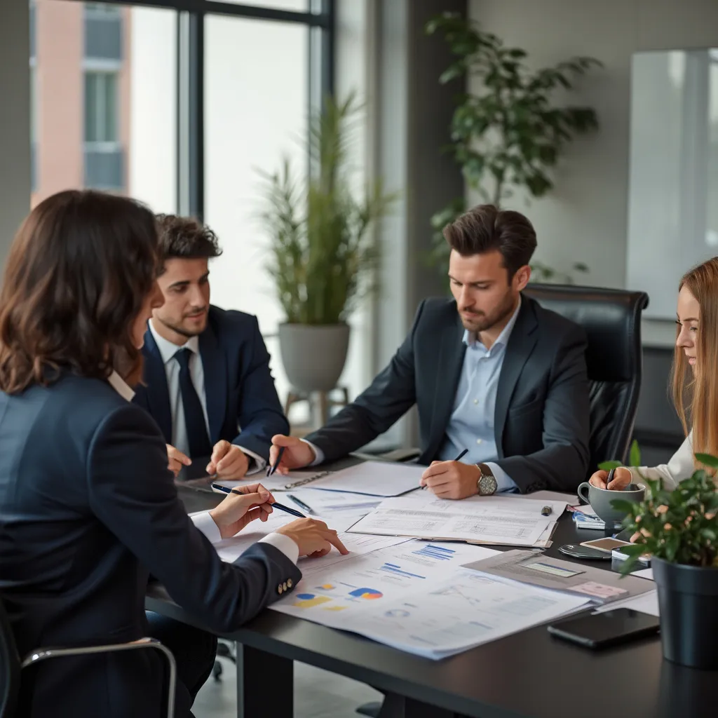 Personas trabajando en una reestructuración de deuda